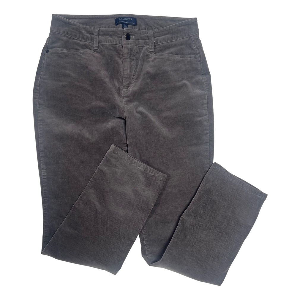 Talbots Simply Flattering 5-Pocket Corduroy Pants Gray 8P Winter Essentials